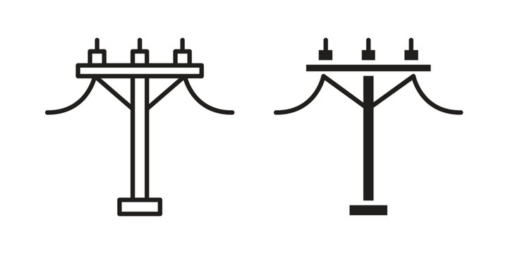 Utility pole icon set. line art vector icon for apps and websites