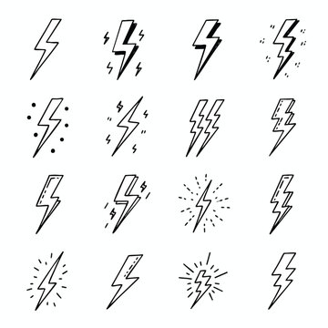 Dynamic Collection of Lightning Bolts and Energy Symbols for Creative Use