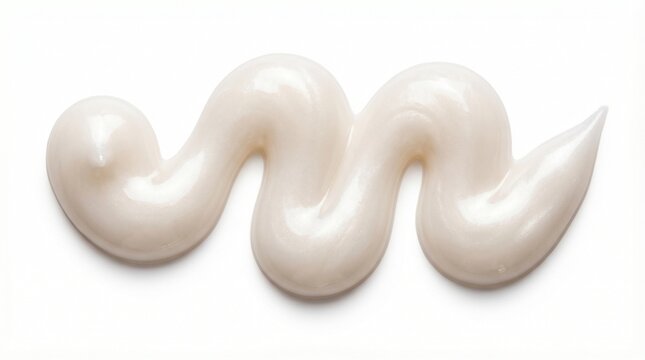 Cream forming elegant double wave with soft glossy texture, isolated on White background