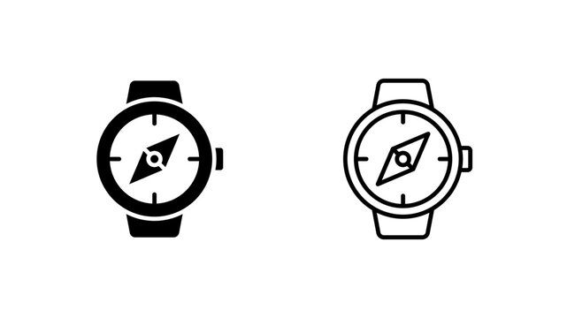Wristwatch compass icon. outline glyph flat filled line style