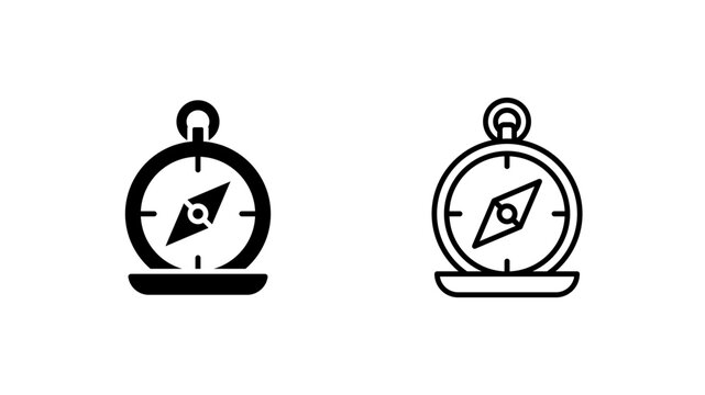 Vintage compass icon. outline glyph flat filled line style