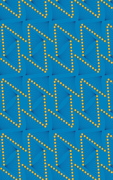 Blue background with repeating yellow dot and line pattern