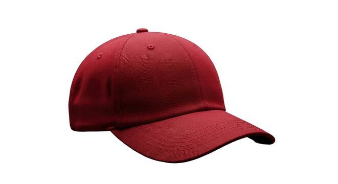 Plain red baseball cap mockup isolated on dark background for casual headwear branding and retail apparel marketing