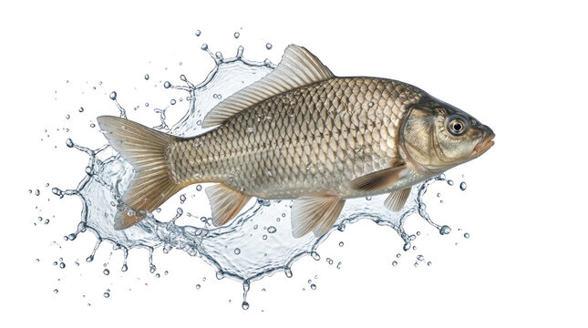 Silver carp fish jumping water