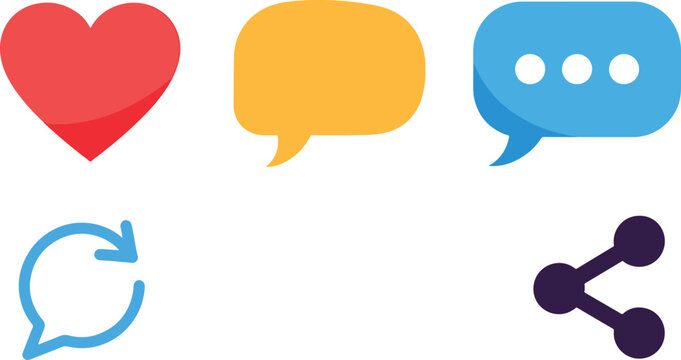 Colorful social media icons symbols.