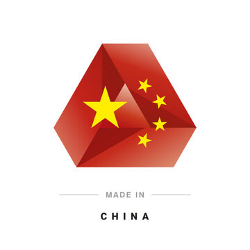 Made in China new 3D triangle flag ribbon logo label banner