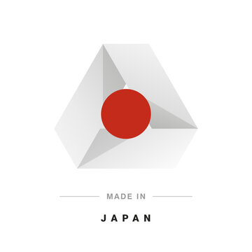 Made in Japan new 3D triangle flag ribbon logo label banner