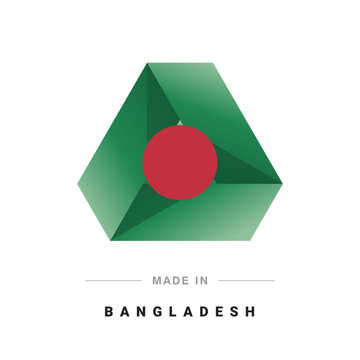 Made in Bangladesh new 3D triangle flag ribbon logo label banner
