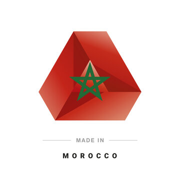 Made in Morocco new 3D triangle flag ribbon logo label banner