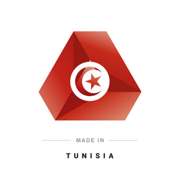 Made in Tunisia new 3D triangle flag ribbon logo label banner