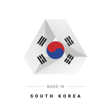 Made in South Korea new 3D triangle flag ribbon logo label banner