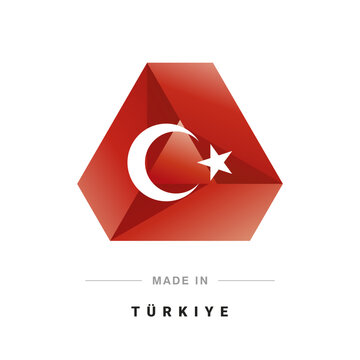 Made in Turkiye new 3D triangle flag ribbon logo label banner