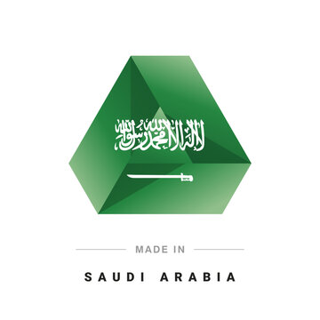 Made in Saudi Arabia new 3D triangle flag ribbon logo label banner