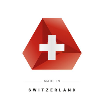 Made in Switzerland new 3D triangle flag ribbon logo label banner