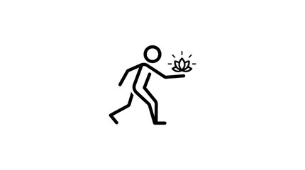 Fototapeta premium Minimalist Stick Figure Presenting Lotus Flower