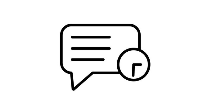 Chat bubble icon with clock symbol representing fast communication response and customer support service timing.