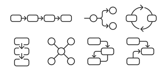 workflow icons set line style flowchart process diagram vector illustration on transparent background © gerik_a