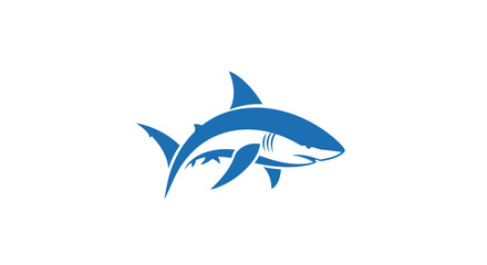 Obraz premium Blue Shark Silhouette Ocean Creature.