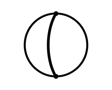 Longitude Line Vector with Poles, Meridian Globe