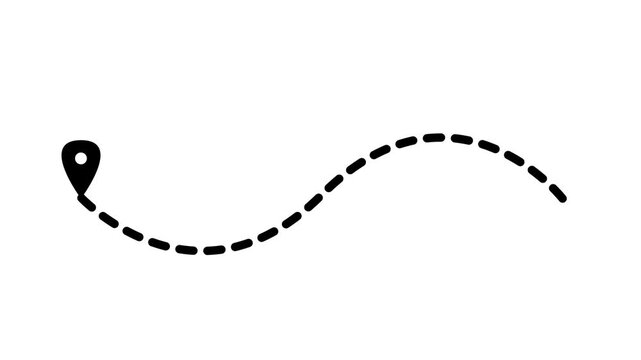 Animation of a dotted line moving between two map pin icons, representing a trip from A to B.