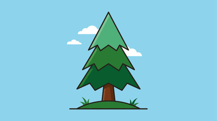 Obraz premium Evergreen Pine Tree Cartoon Nature Forest Vector Illustration