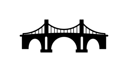 Fototapeta premium Minimalist Bridge Icon - Suspension Bridge Vector Illustration