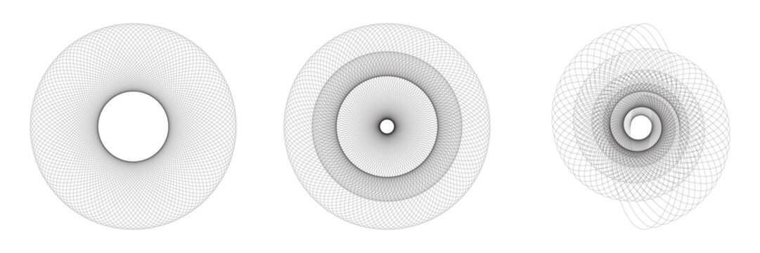 Spirograph designs, circular patterns, geometric line art