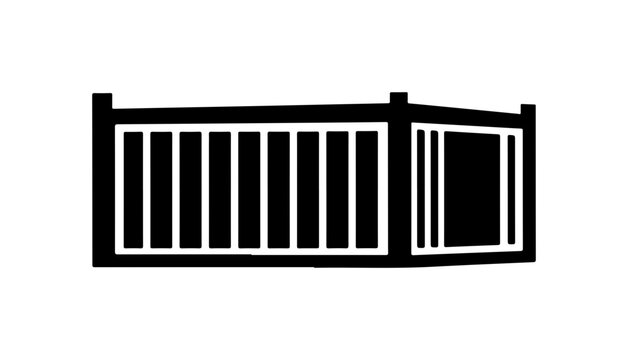 Minimalist Black and White Shipping Container Icon