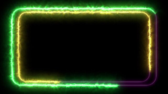 Animated green and yellow electric burning frame with smoke effects.