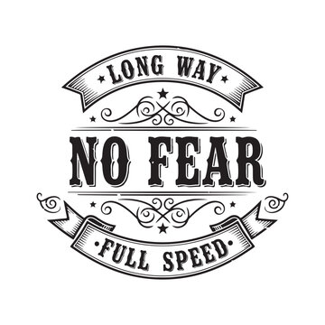 Inspirational quote with no fear text on white background