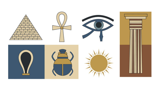Ancient Egyptian Symbols and Hieroglyphs Collection.