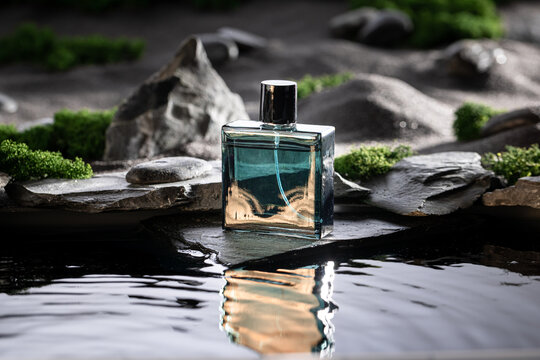 Aromatic blue perfume with the scent of desert and oasis.