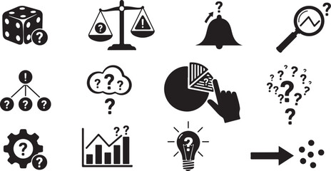 Obraz premium Business Problem Solving and Decision Making Icons Set