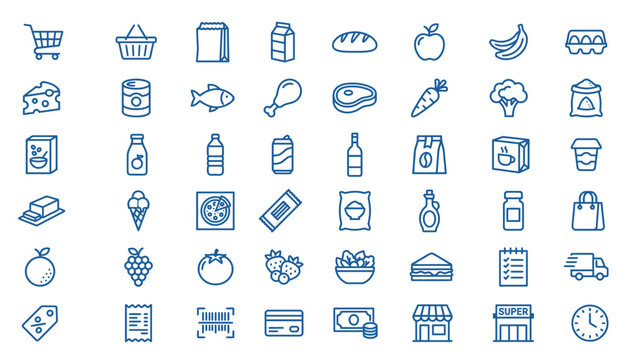 Collection of various line icons for business and daily life.
