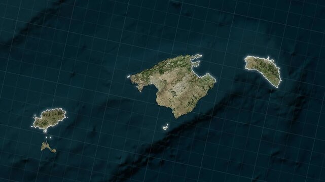Balearic Islands Map Highlight in Spain with Smooth Animation