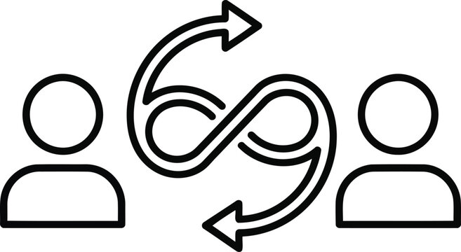Icon of two people exchanging information or communicating