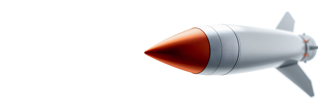 Military missile weapon warhead, rocket technology on white background