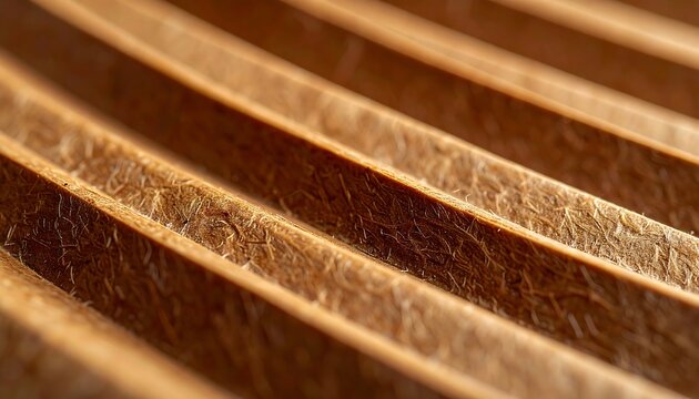 Close-up angled view of repeating, wavy shapes with textured surfaces and earthy color tones. Details showcase layered, parallel structures