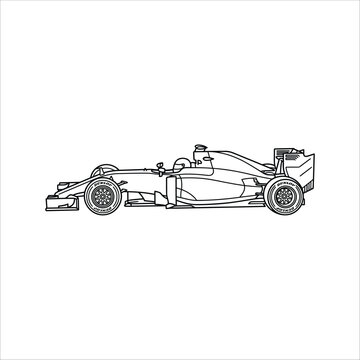 Formula 1 Car Outline: A Clean Line Drawing of a Racing Car