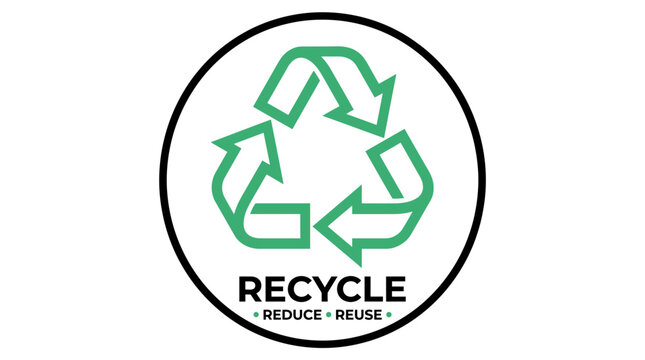 Eco friendly green recycling symbol icon featuring three arrows in a circular vector design for environmental conservation and waste reuse on a clean white background
