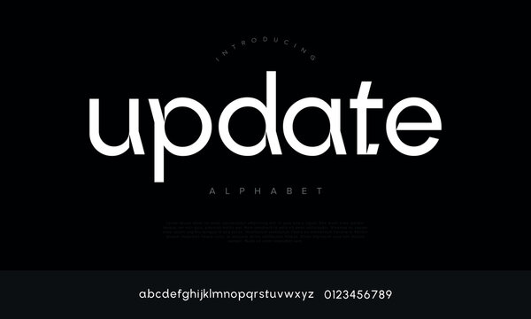 Clean modern sans serif font alphabet with unique geometric cuts for contemporary branding and web design