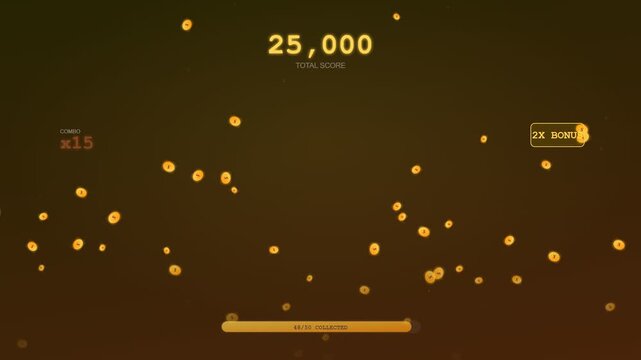 An immersive experience of gamified financial learning where golden coins accumulate rapidly to increase scores and multipliers within a sleek minimalist digital interface design