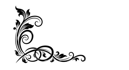 Fototapeta premium Ornate floral design element with swirling leaves.