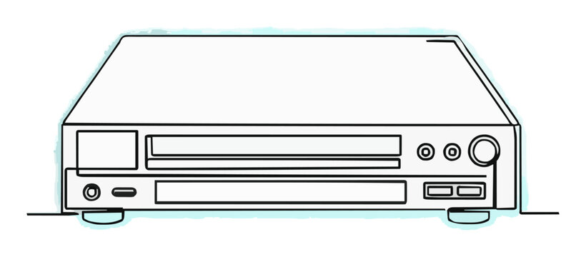 Minimalist blu-ray player line art icon. Generative AI