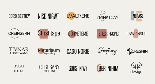 Set of vintage business company logo templates and vector stamp elements with icons, labels, postmarks, travel symbols and European paper stamp design patterns