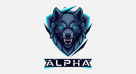 Blue wolf head with wings and face mascot vector illustration featuring a wild animal cat design for a cute cartoon tattoo symbol icon © Rizky