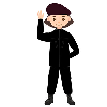 Female Correctional Officer Friendly Waving Gesture Illustration
