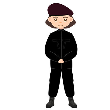 Female Prison Guard Standing Neutral Pose Kemenkumham Character