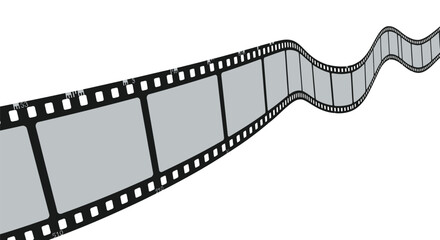 Fototapeta premium Film strip with gray frames on a white background curling up
