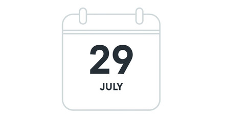 Calendar Icon Showing July 29th Date - Simple Line Art Design © sari